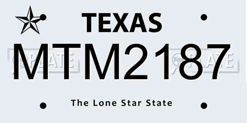 MTM2187 Texas License Plate