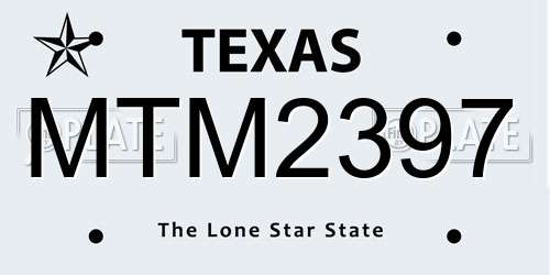 MTM2397 Texas License Plate