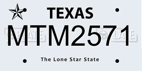 MTM2571 Texas License Plate
