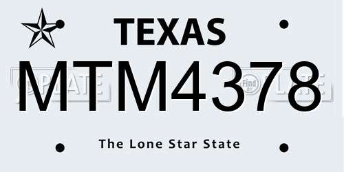 MTM4378 Texas License Plate
