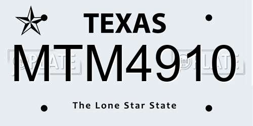 MTM4910 Texas License Plate