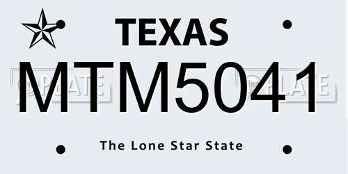 MTM5041 Texas License Plate