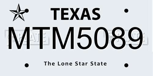 MTM5089 Texas License Plate