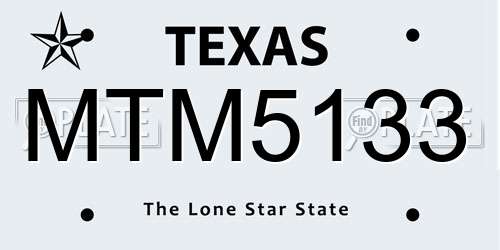 MTM5133 Texas License Plate