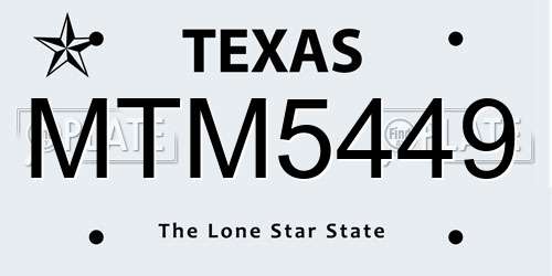 MTM5449 Texas License Plate