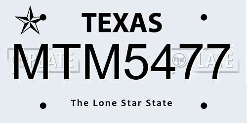 MTM5477 Texas License Plate