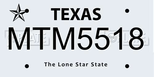 MTM5518 Texas License Plate