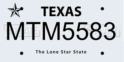 MTM5583 Texas License Plate