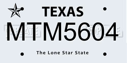 MTM5604 Texas License Plate