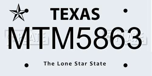MTM5863 Texas License Plate