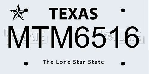 MTM6516 Texas License Plate