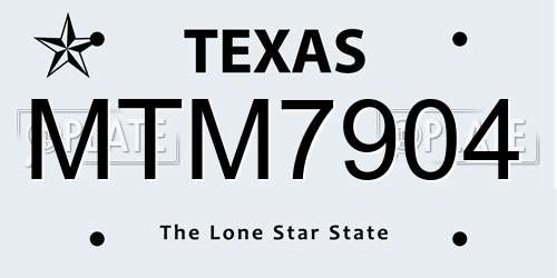 MTM7904 Texas License Plate