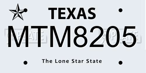 MTM8205 Texas License Plate