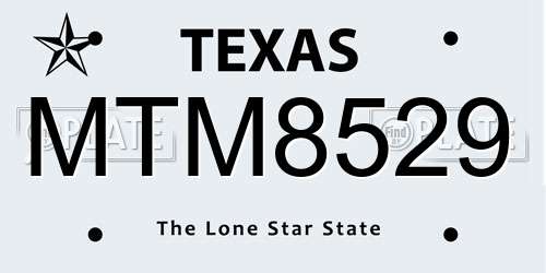 MTM8529 Texas License Plate