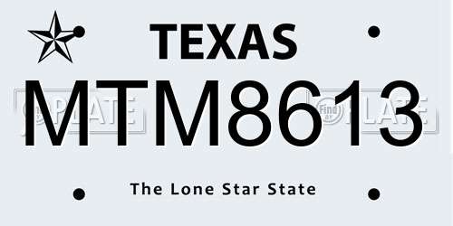 MTM8613 Texas License Plate