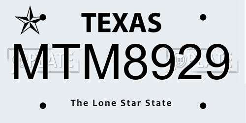 MTM8929 Texas License Plate