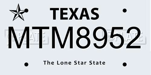 MTM8952 Texas License Plate