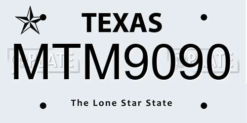 MTM9090 Texas License Plate
