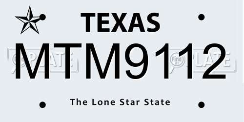 MTM9112 Texas License Plate