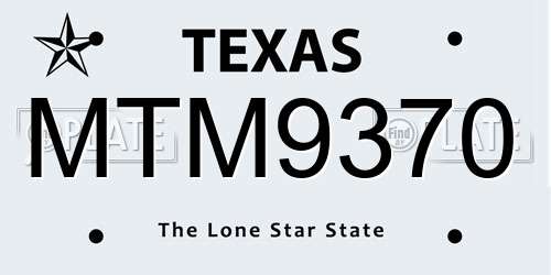 MTM9370 Texas License Plate