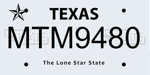 MTM9480 Texas License Plate
