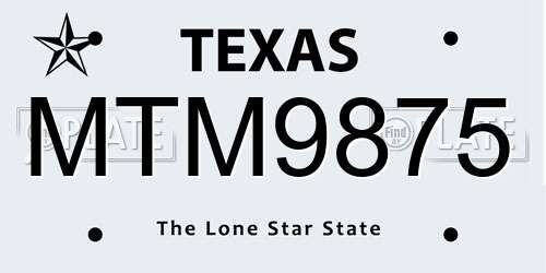 MTM9875 Texas License Plate
