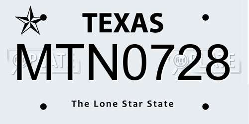 MTN0728 Texas License Plate