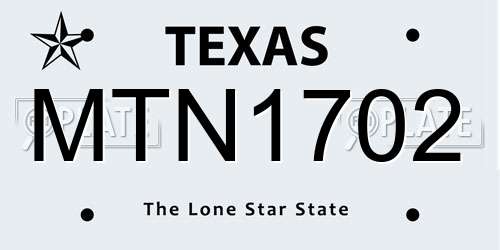 MTN1702 Texas License Plate