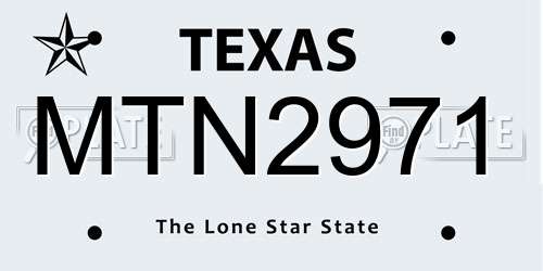 MTN2971 Texas License Plate