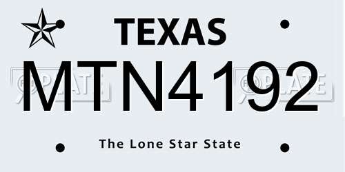 MTN4192 Texas License Plate