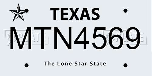 MTN4569 Texas License Plate
