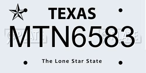 MTN6583 Texas License Plate