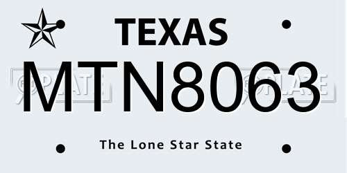 MTN8063 Texas License Plate