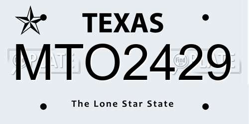 MTO2429 Texas License Plate