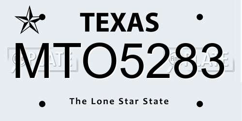 MTO5283 Texas License Plate