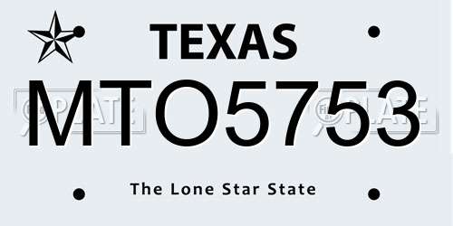 MTO5753 Texas License Plate