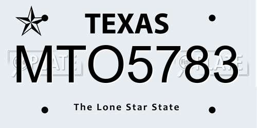 MTO5783 Texas License Plate