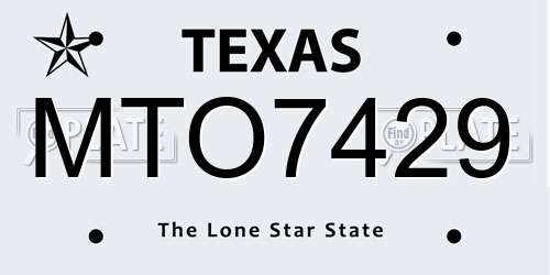 MTO7429 Texas License Plate