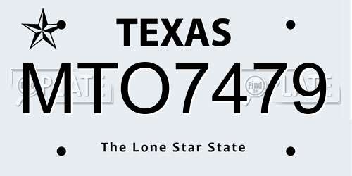 MTO7479 Texas License Plate
