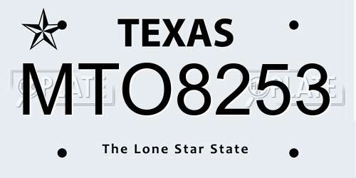 MTO8253 Texas License Plate