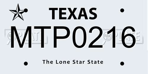 MTP0216 Texas License Plate