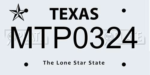 MTP0324 Texas License Plate