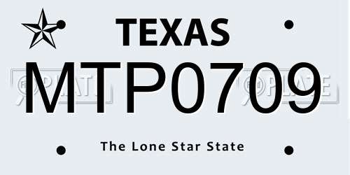 MTP0709 Texas License Plate