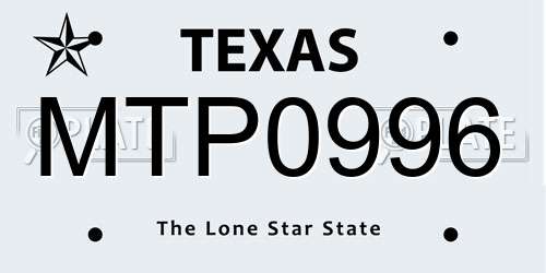 MTP0996 Texas License Plate