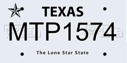 MTP1574 Texas License Plate
