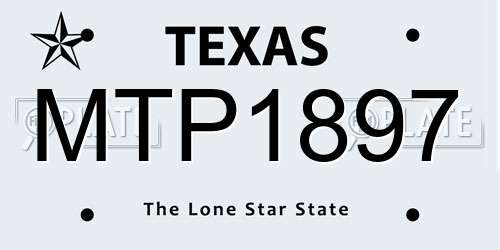 MTP1897 Texas License Plate