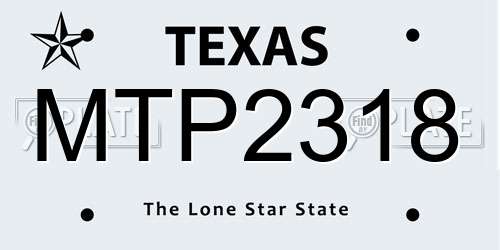 MTP2318 Texas License Plate
