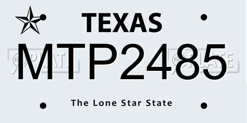 MTP2485 Texas License Plate