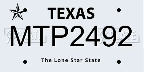 MTP2492 Texas License Plate