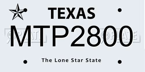 MTP2800 Texas License Plate